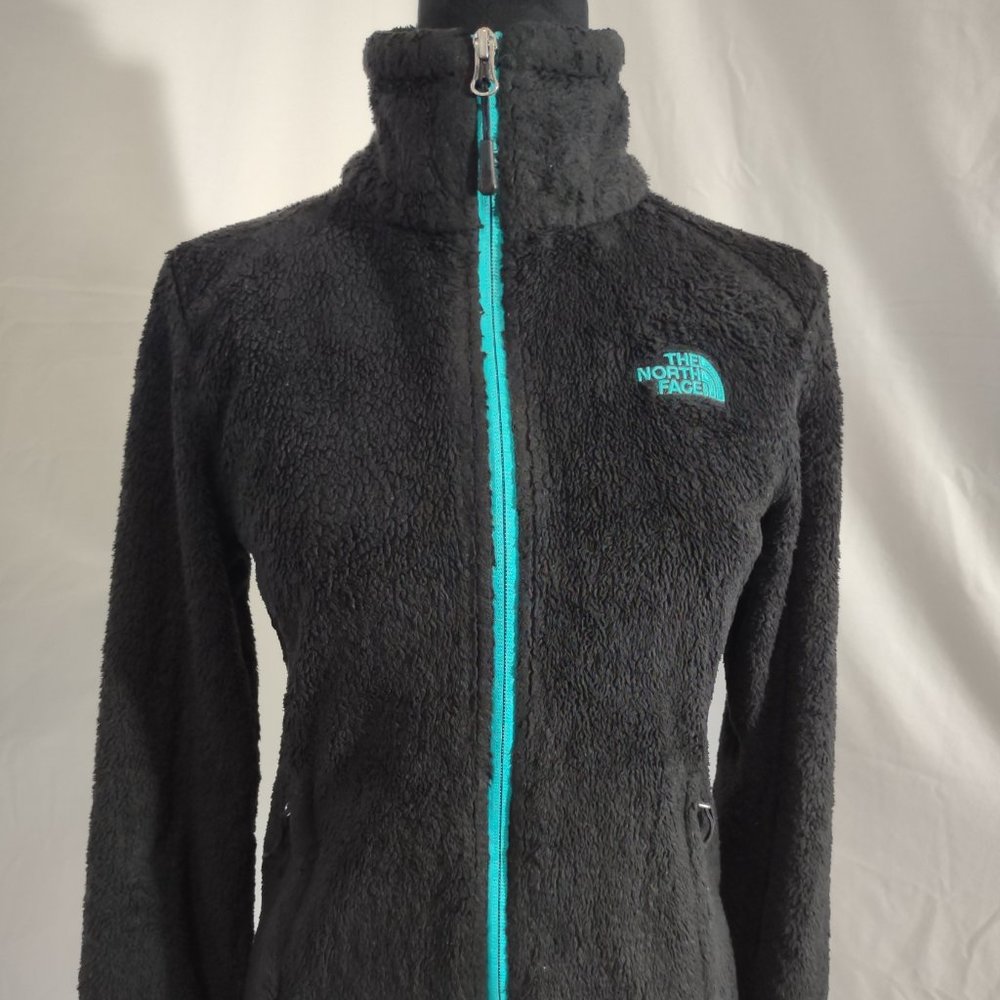 THE NORTH FACE Women's Black & Teal Fleece Zip Up Jacket Size XS
